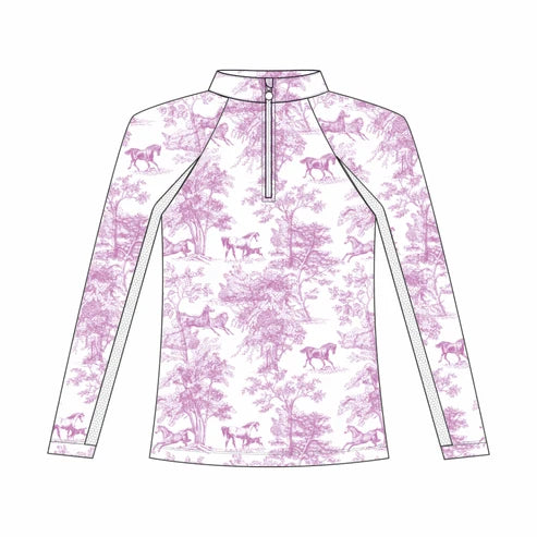 Dapplebay Kids Rose Equestrian Toile 1/4 Zip - Long Sleeve
