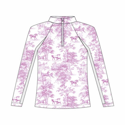 Dapplebay Kids Rose Equestrian Toile 1/4 Zip - Long Sleeve