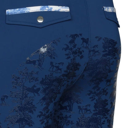 Dapplebay Kids Equestrian Toile Essential Tights-Bright Navy