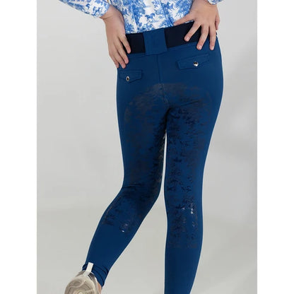 Dapplebay Kids Equestrian Toile Essential Tights-Bright Navy
