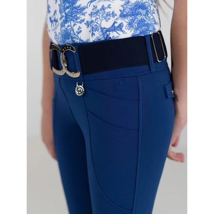 Dapplebay Kids Equestrian Toile Essential Tights-Bright Navy