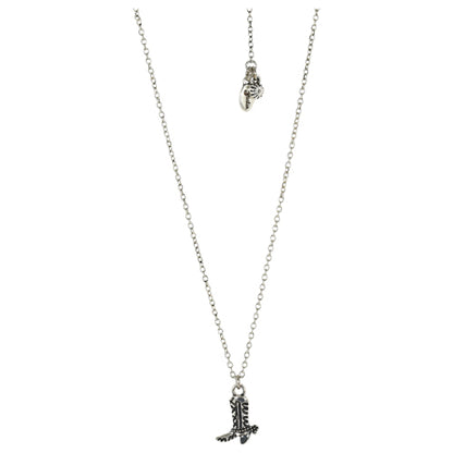 Justin silver boot necklace w/ spurs charm – 16" + 2.5" ext