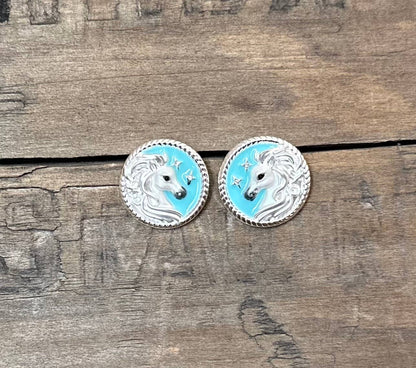 Arabian horse face Disk Earrings POST / Jewelry