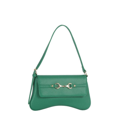 Horsebit Curved Baguette Shoulder Bag