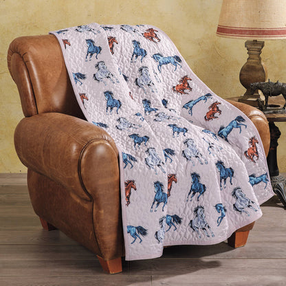 Running Horses Quilted Throw Blanket