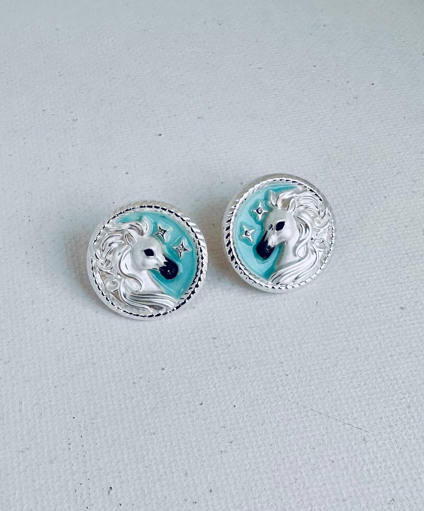 Arabian horse face Disk Earrings POST / Jewelry