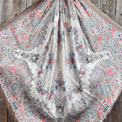 35X35"  Tan Floral Wild Rag/Scarf WR3421