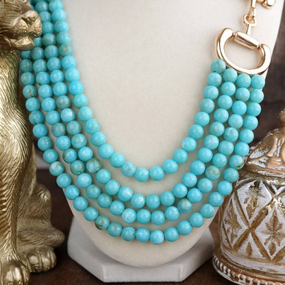 Polished Rider – Multi-Strand Acrylic Bead Horse Bit Necklace