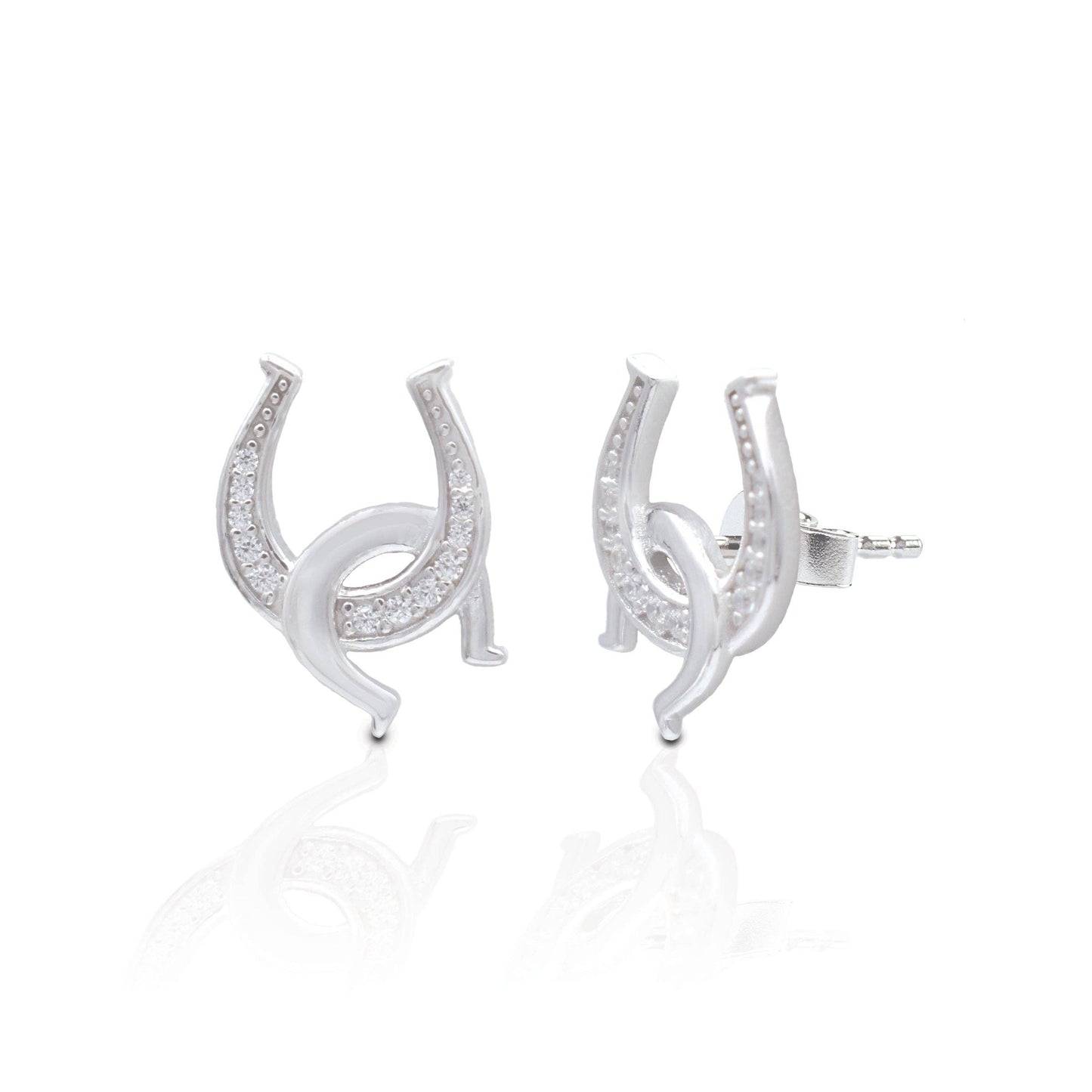 Kelly Herd Clear Double Horseshoe Earrings - Sterling Silver
