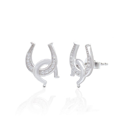 Kelly Herd Clear Double Horseshoe Earrings - Sterling Silver