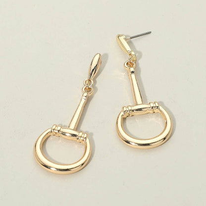 Metal Stirrup Equestrian Horseshoe Drop Earrings