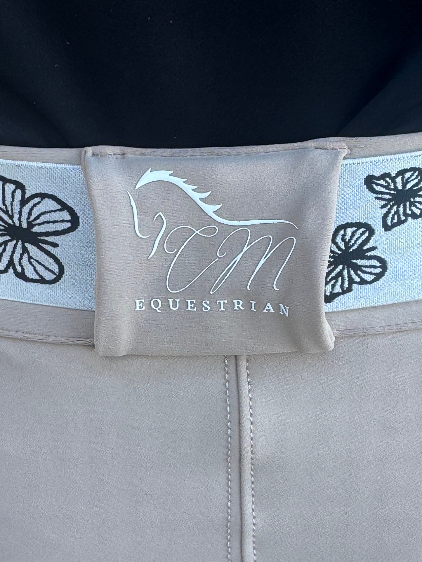 Tan CM Button up logo Breeches Women's Full Seat Riding Silicon Grip Horse Riding Equestrian Breeches