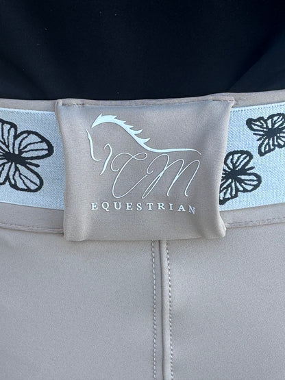 Tan CM Button up logo Breeches Women's Full Seat Riding Silicon Grip Horse Riding Equestrian Breeches