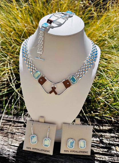 Bold Rectangle Aqua stone Earrings WIRE/ Jewelry