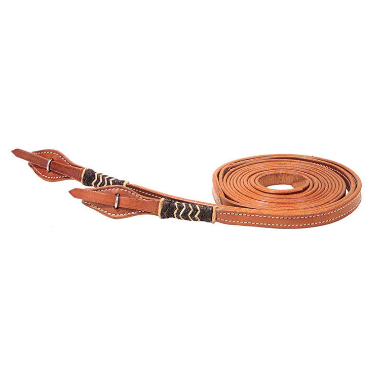 Split Reins w/Brown Rawhide Accents + Natural Weave