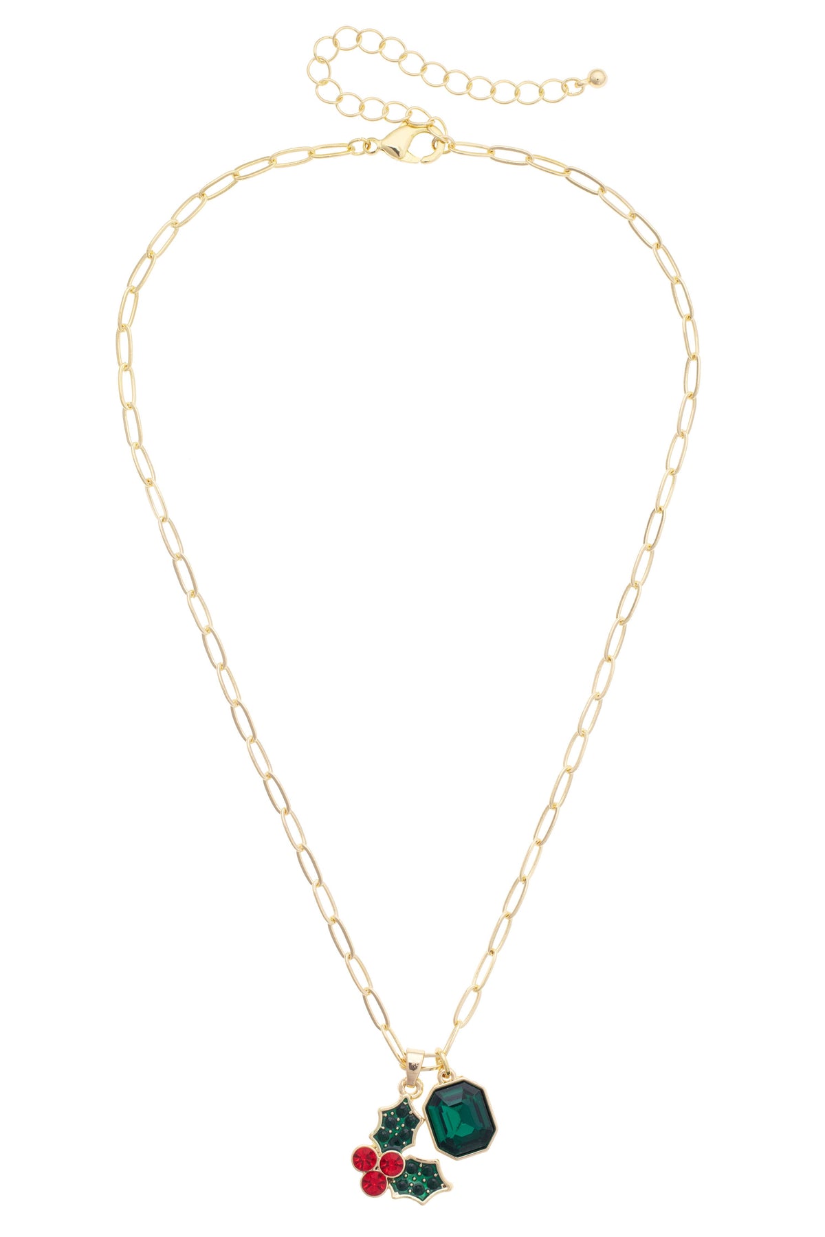 Holly Jolly Paperclip Necklace in Green