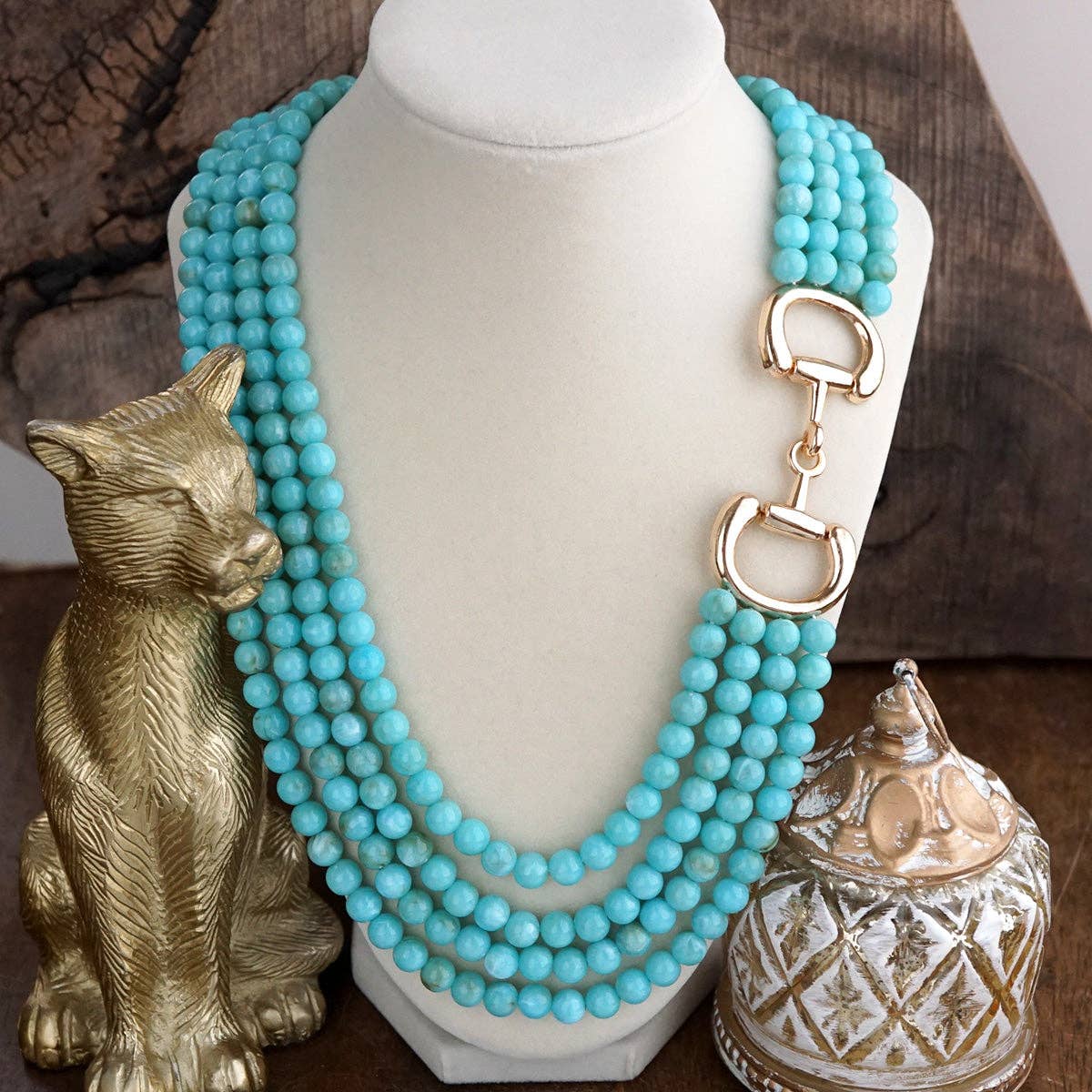 Polished Rider – Multi-Strand Acrylic Bead Horse Bit Necklace