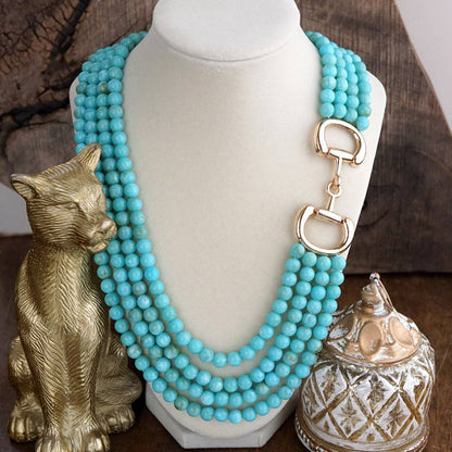 Polished Rider – Multi-Strand Acrylic Bead Horse Bit Necklace