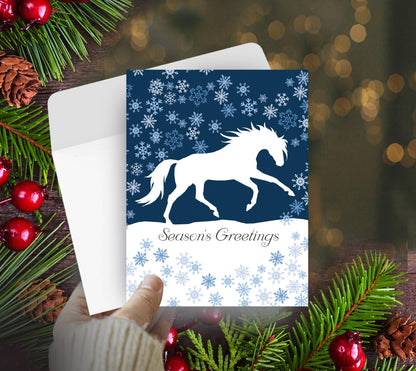 Horse Boxed Christmas Cards | White Cantering | 8 Holiday