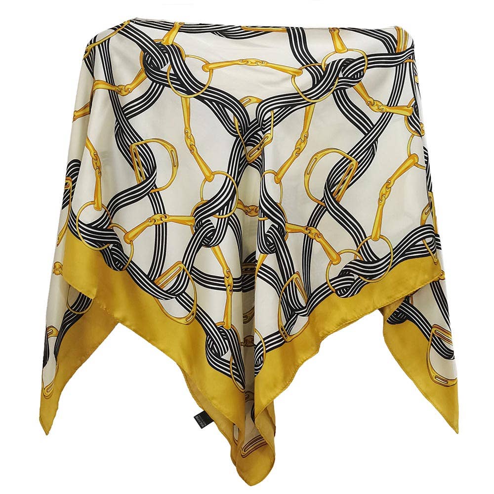 Pointed Equestrian Strap Print Scarf Poncho