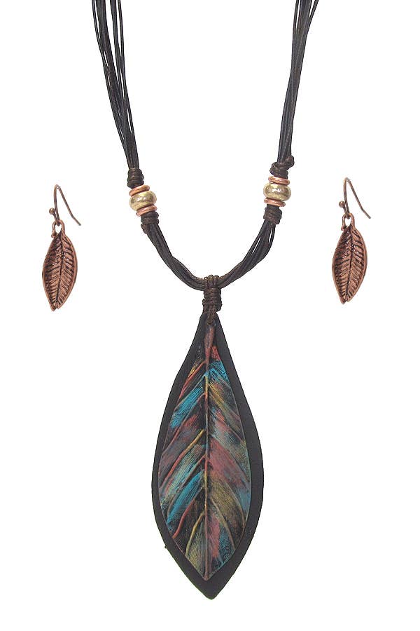 ( J343 )  LEAF NECKLACE SET