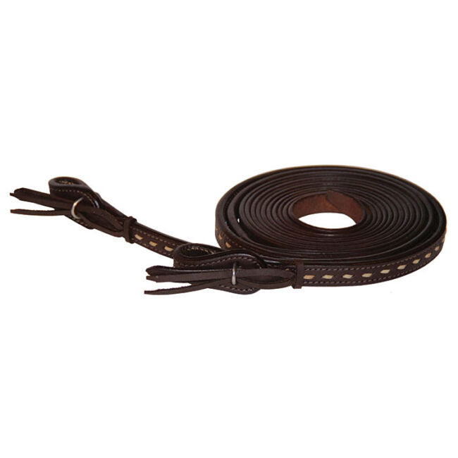 Reins Oil leather w/Natural Rawhide Buck Stitch