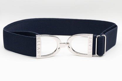 Navy - 1.5" Silver Stirrup Equestrian Elastic Belt