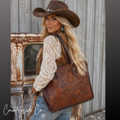 Kathryn Tooled Leather Purse, Tote