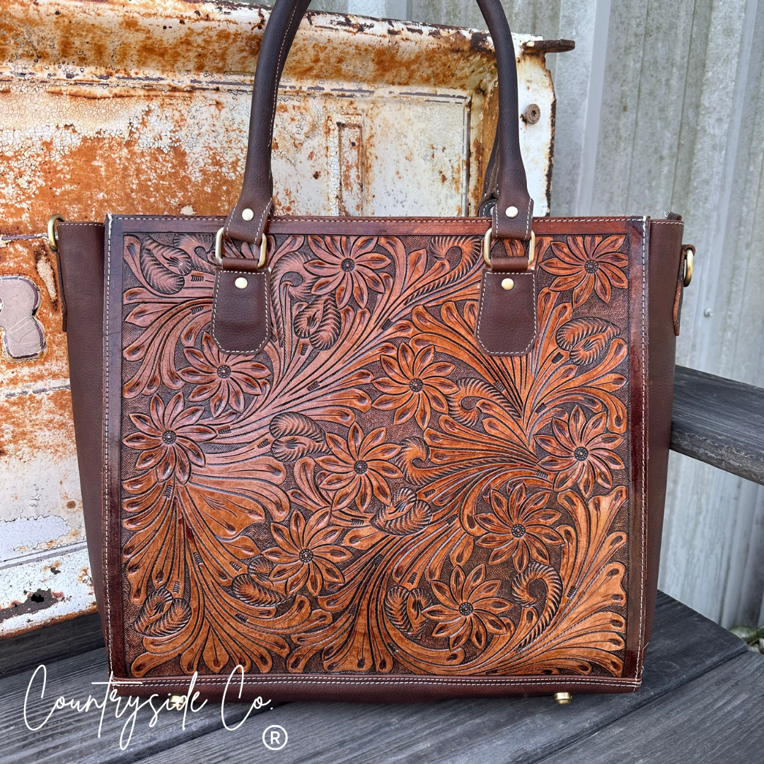 Kathryn Tooled Leather Purse, Tote
