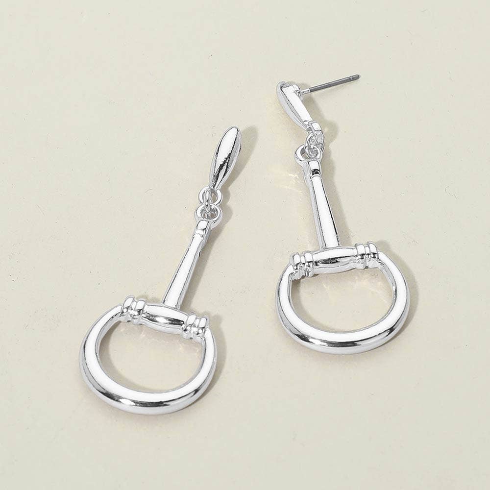 Metal Stirrup Equestrian Horseshoe Drop Earrings