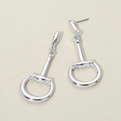 Metal Stirrup Equestrian Horseshoe Drop Earrings