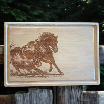 Cutting Horse Engraved Cherry Cutting Board