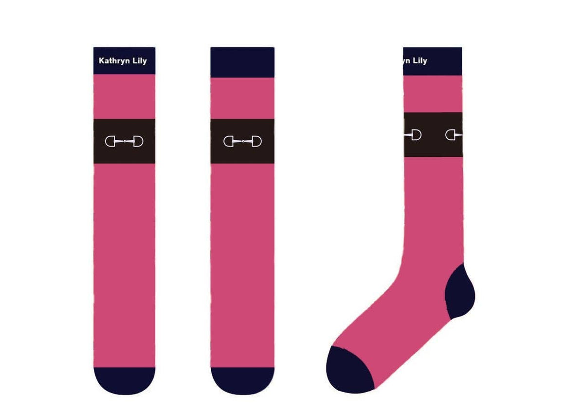 Tall Boot Socks-Dark Pink with Bit