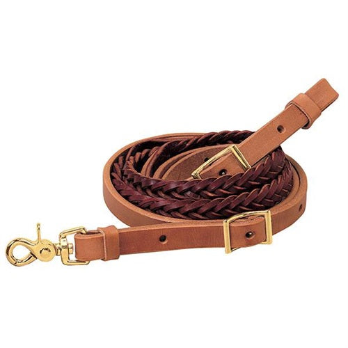 Weaver Russet/Burgundy 5-Plait Roper Reins, 3/4" 7'