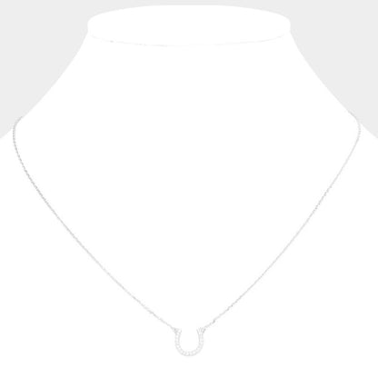 Secret Box_14K Gold Dipped CZ Horseshoe Pendant Necklace