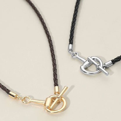 Meal Horsebit Toggle Accent Braided Cord Necklace