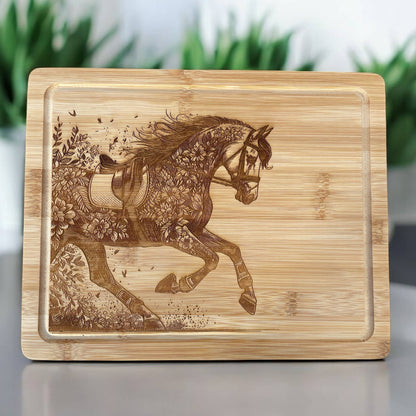 Dressage Horse Floral cutting board