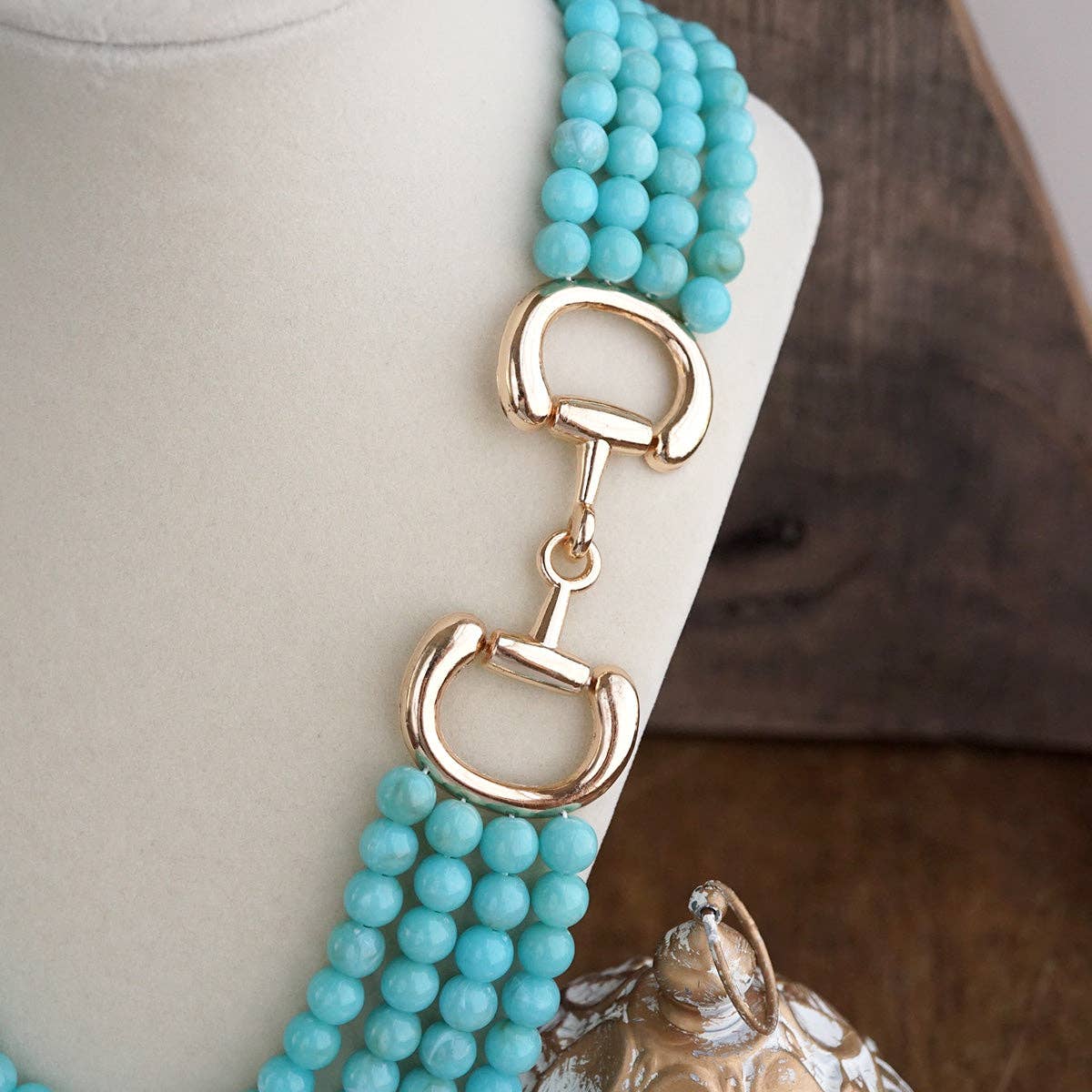 Polished Rider – Multi-Strand Acrylic Bead Horse Bit Necklace