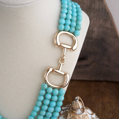 Polished Rider – Multi-Strand Acrylic Bead Horse Bit Necklace