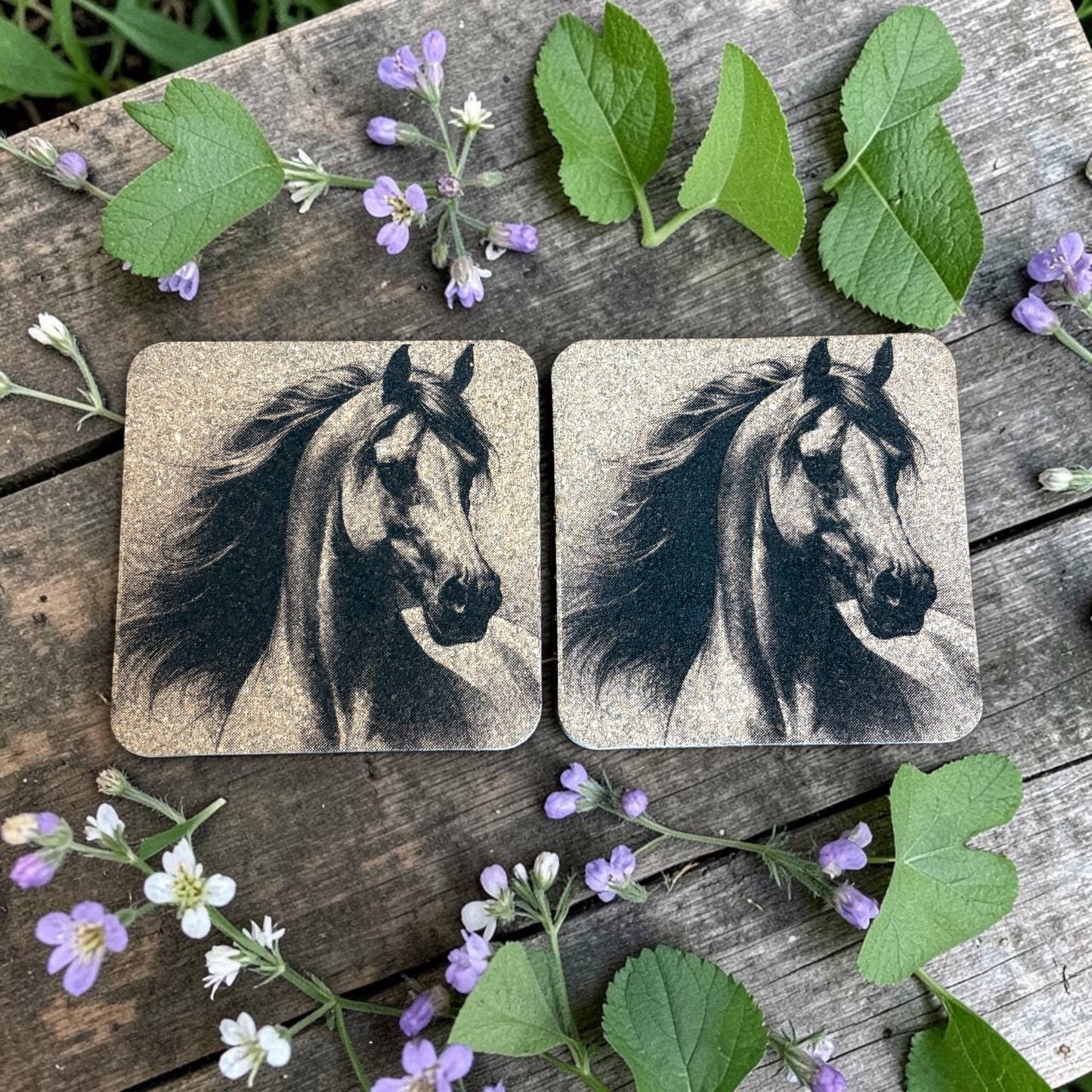 Arab Horse cork trivet and drink coasters, gift set