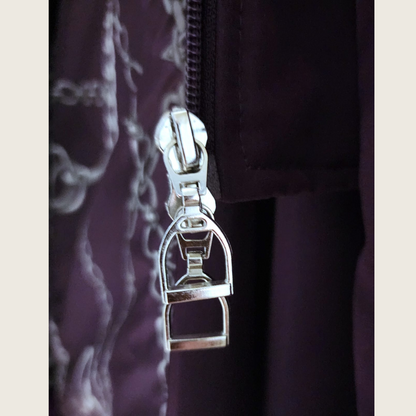 Deep Purple Duck Down Riding Coat with velvet collar