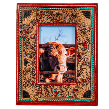 Devonnieâ€™s Sunflowers Hand-Tooled Photo Frame