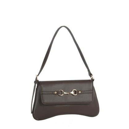 Horsebit Curved Baguette Shoulder Bag