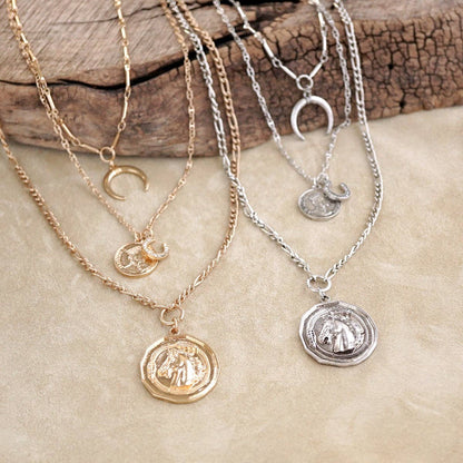 Moonlit Rider – Layered Horse Coin Necklace