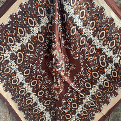 35X35"  Brown and Tan Paisley Wild Rag / Scarf WR913