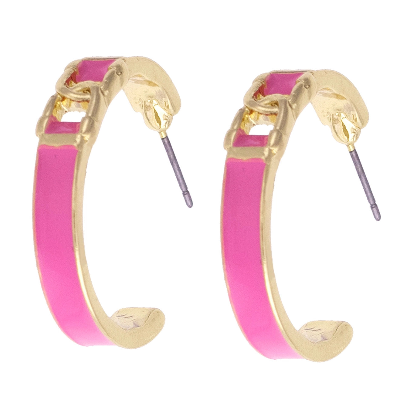 Lyra Linked Horsebit Enamel Hoop Earrings