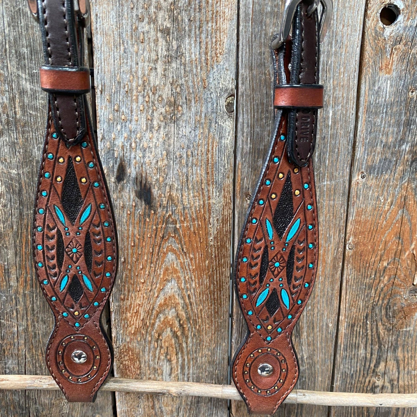 Hand Painted Two Tone One Ear Headstall/Bridle #241923