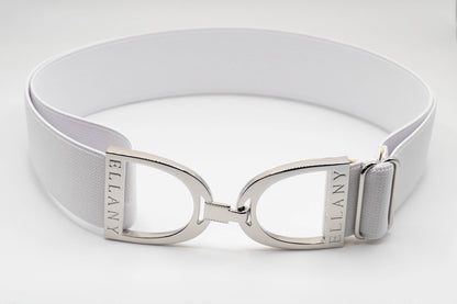 White - 1.5" Silver Stirrup Elastic Belt