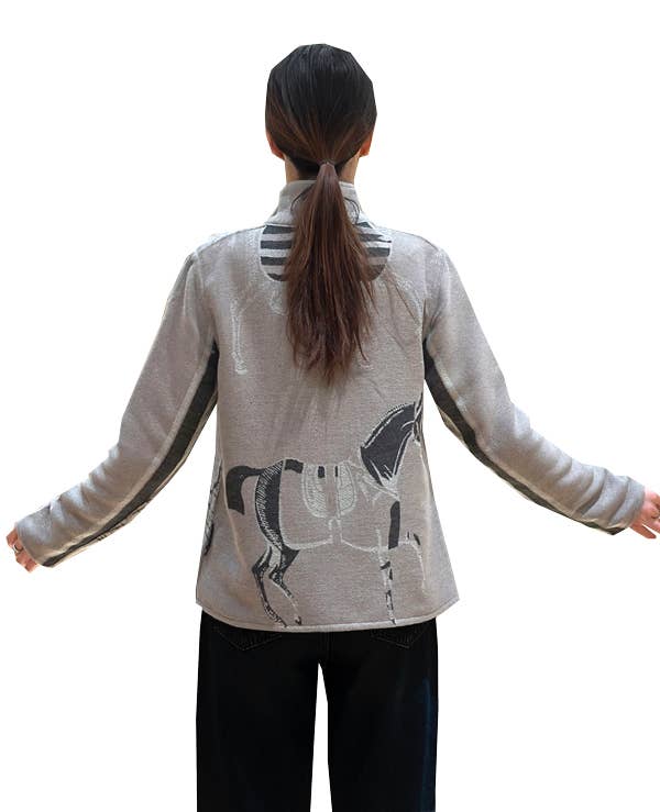 Equestrian Tan / Gray Trotter Reversible Zipper Sweater