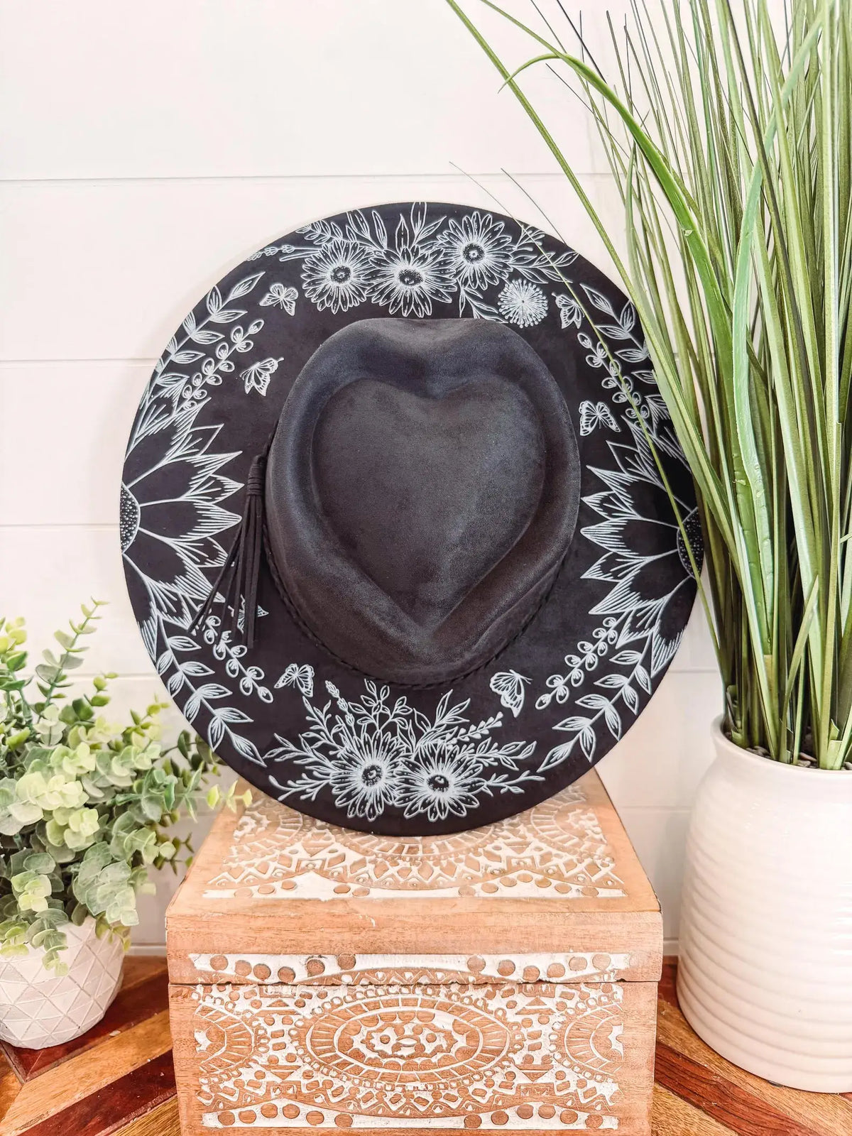 Floral Print Heart Hat